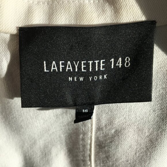 LAFAYETTE 148 New York Eggshell/White Double Slit Hem Denim Blazer Jacket - Picture 2 of 13